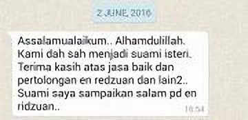 testimony keempat dari pasangan selepas nikah di Siam